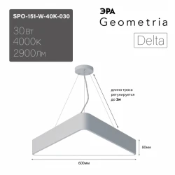 Больше о товаре Подвесной светильник Эра Geometria SPO-151-W-40K-030 Б0058868