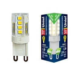 Больше о товаре Лампа светодиодная (UL-00006746) Uniel G9 3W 3000K прозрачная LED-JCD-3W/3000K/G9/CL GLZ09TR
