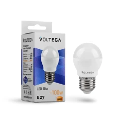 Больше о товаре Лампа светодиодная Voltega E27 10W 2800K шар матовый VG2-G45E27warm10W 8455