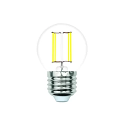 Больше о товаре Лампа светодиодная филаментная Volpe E27 4W 4000K шар прозрачный LED-G45-4W/4000K/E27/CL/SLF UL-00008305