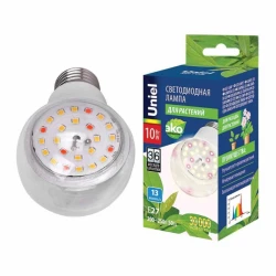 Больше о товаре Лампа светодиодная для растений (UL-00007404) Uniel E27 10W прозрачная LED-A60-10W/SPFB/E27/CL PLP30WH